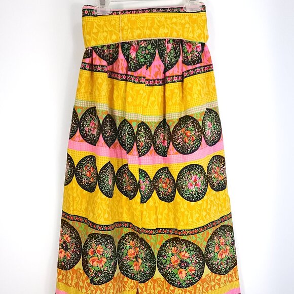 Vtg Mr B of California Maxi Skirt Small? Boho Black Yellow Pink Floral Print - Picture 3 of 10